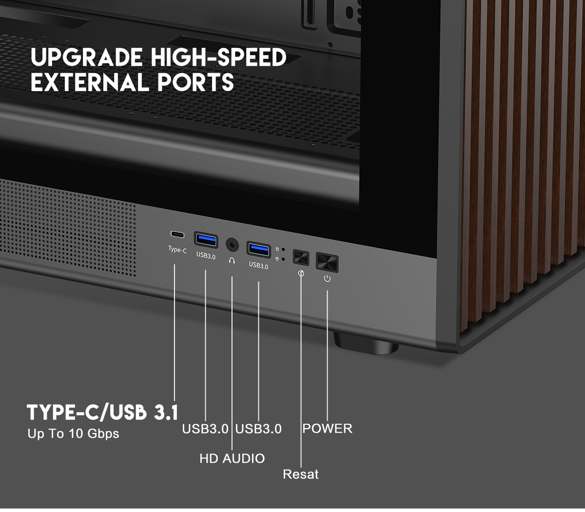 DIYPC DIY-mATX06-Wood Black USB3.0 /Type C Micro ATX Mid Tower